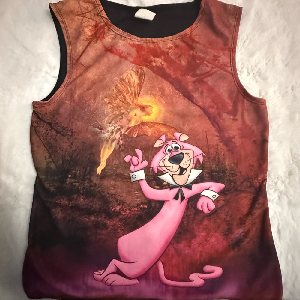 Vintage 90s Pink Panther Fairy Graphic Tank Top